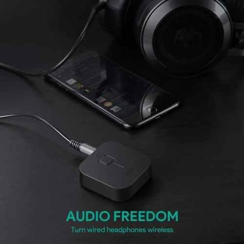  [아마존베스트]AUKEY Bluetooth Receiver V4.1 Wireless Audio Music Adapter A2DP with Hands-Free Calling and 3.5mm Stereo Jack for Home and Car Audio System