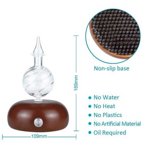  TOMNEW Nebulizer Diffuser Essential Oil Ultrasonic Aromatherapy Diffuser, Glass Waterless Nebulizing Diffuser, No Heat, No Water, No Plastic (Dard Wood 40)