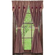 IHF Home Decor IHF NEW Drapes Vintage Star Wine Window Treatments Lined 100% Cotton 72 X 84 Inch Wine with Tan Color