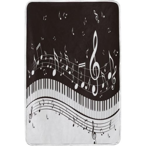  ALAZA Stylish Music Note with Piano Keys Polyester Microfiber Soft Warm Throw Blanket Bed Couch Sofa for Indoor Outdoor 60 X 90 inches
