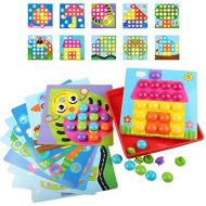 [아마존베스트]AMOSTING Color Matching Mosaic Pegboard Early Learning Educational Toys for Boys & Girls