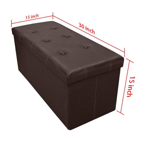  Ulikit 43 XL Faux Leather Folding Storage Ottoman Bench, Storage Chest Footrest Padded Seat, Black
