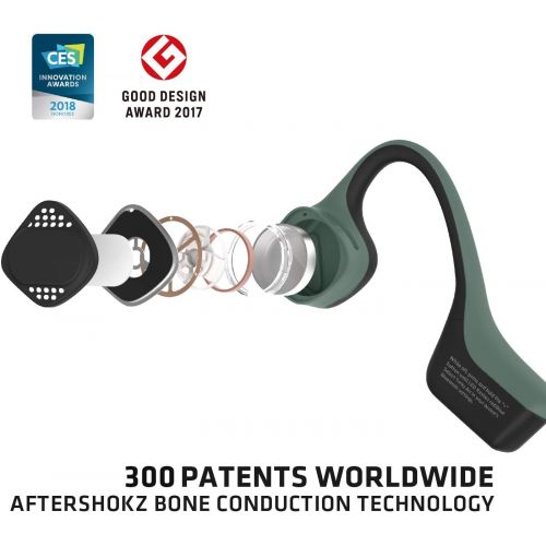  Aftershokz AfterShokz Trekz Air Open Ear Wireless Bone Conduction Headphones, Forest Green, AS650FG
