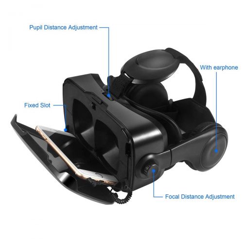  Canbor VR Headset, VR Goggles Virtual Reality Headset 3D Glasses with HD Stereo Headphones for 3D Movies and Games Compatible with 4.7-6.2 Inches Apple iPhone, Samsung HTC More Sma