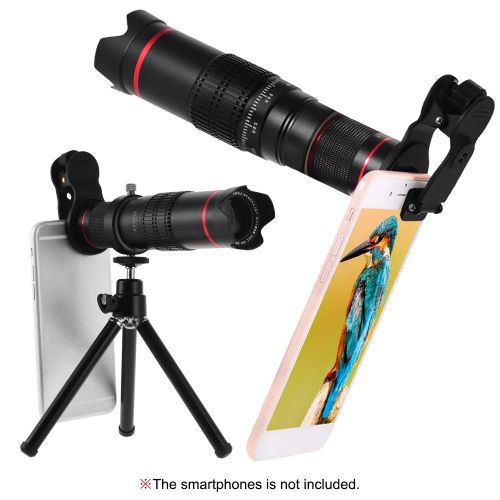  Andoer-1 Andoer Portable Clip-on Phone Camera Lens Kit 22X Zoom Telephoto Lens Mobile Phone Zoom Telescope Adjustable Smartphone Lens Support Naked Eye Observation with Tripod for iPhoneX8