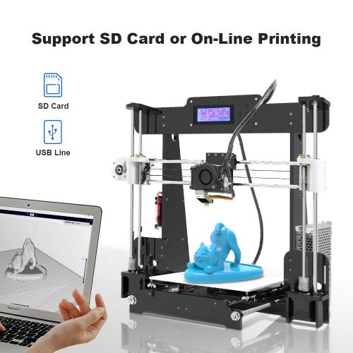 Anet A8M 3D Printer, Dual Nozzel Color Desktop SD Card DIY 3D Printer High Speed Precision with 2004 LCD Works with 10M PLA ABS Filaments- Aluminum Hotbed Acrylic Frame
