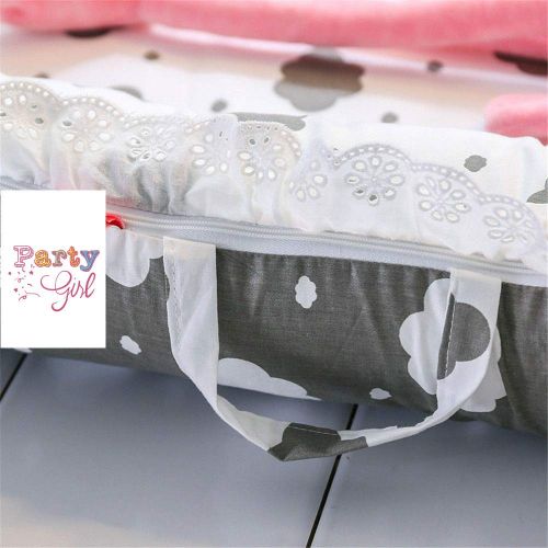  Abreeze Grey Clouds Baby Bassinet for Bed -Baby Lounger - Breathable & Hypoallergenic Co-Sleeping Baby Bed - 100% Cotton Portable Crib for Bedroom/Travel