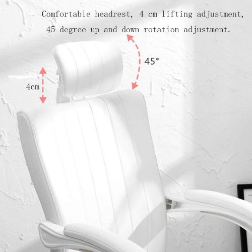  Desk Chairs Office Products/Office Furniture & Lighting/Ch Computer Chair White Swivel Chair Office Chair Reclining Back Seat Vertical Bar Simple Atmosphere Lifting Rotating Reclin