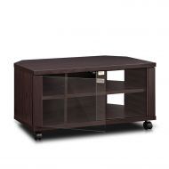 Furinno Indo FL-800EX TV Stand with Double Glass Doors and Casters, 2 x 2, Espresso