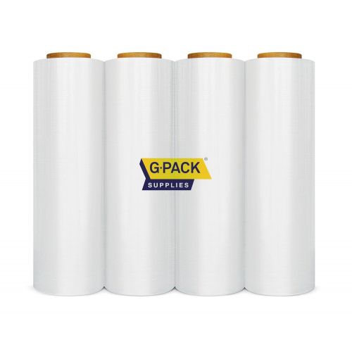  Gpack 18 x 1000 Feet 4 Rolls 85 Gauge Thick Stretch Film Wrap for Moving and Packing Industrial Strength, Clear Plastic Pallet Shrink Film Ideal For Furniture, Boxes, Pallets.