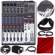 Photo Savings Behringer XENYX Q1204USB 12-Input USB Audio Mixer with Stereo Headphones and Deluxe Bundle
