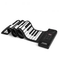 Flexzion Portable Roll Up Piano - Digital Electronic Keyboard with 61 Keys Soft Silicone Flexible Foldable Key Sheet Built-in Speaker Supports USB MIDI Output