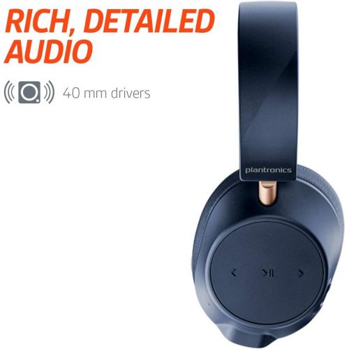  Plantronics BackBeat GO 810 Wireless Headphones, Active Noise Canceling Over Ear Headphones, Navy Blue