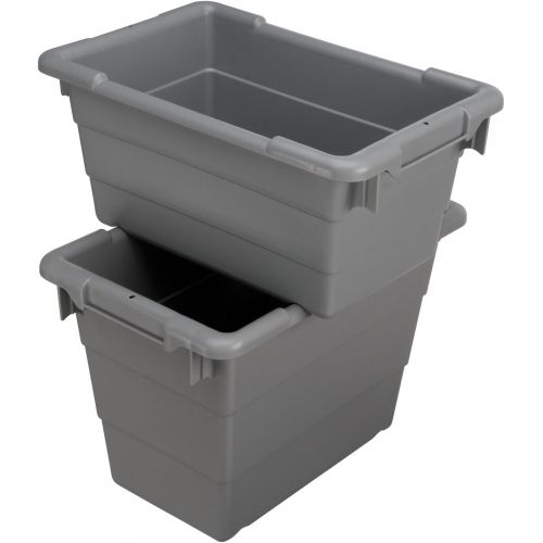  Akro-Mils 34304 Cross-Stack Plastic Tote Tub, 24-Inch by 17-Inch by 12-Inch, Case of 6, Grey