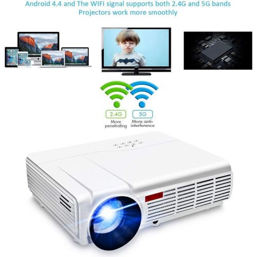  Wifi Projector,ELEGIANT 3000 Lumens Long life LED Full HD LED Home Cinema TV Projector Lcd Multimedia Video Game Projectors Support 1080P USB VGA AV TV Interface