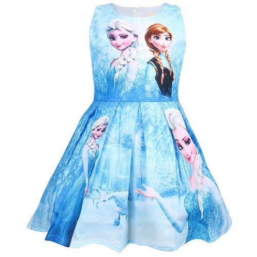 WNQY Princess Elsa Costume Party Dress Little Girls Cosplay Dress up