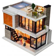 Chinatera chinatera Dollhouse Miniature with Furniture Wooden DIY Doll House Kit Villa Model Creative Room