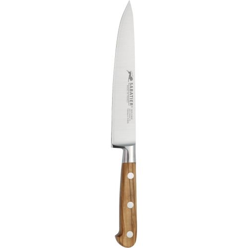  Sabatier 5091706 Triple Rivet High Carbon Stainless Sharpening Steel with Olivewood Handle, 8-Inch
