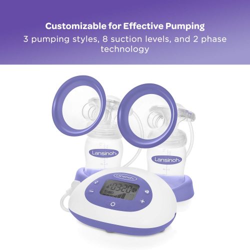 란시노 Signature Pro by Lansinoh Double Electric Breast Pump with LCD Screen, Portable Breast Pump with Adjustable Suction & Pumping Levels for Moms Comfort