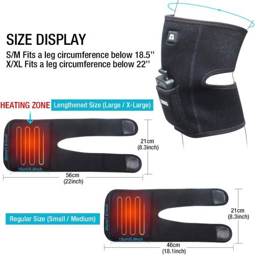  ARRIS Heated Knee Brace Wrap SupportTherapeutic Electric Heating Pad WRechargable 7.4V 2600Mah Battery for Joint Pain, Arthritis Meniscus Pain Relief (3 Temperature Setting) by Arris (