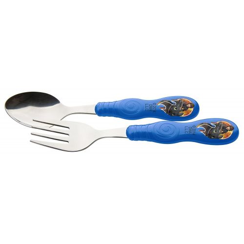  Zak! Designs How to Train Your Dragon 3-Section BPA-Free Plastic Plate & Stainless Steel Fork and Spoon Set