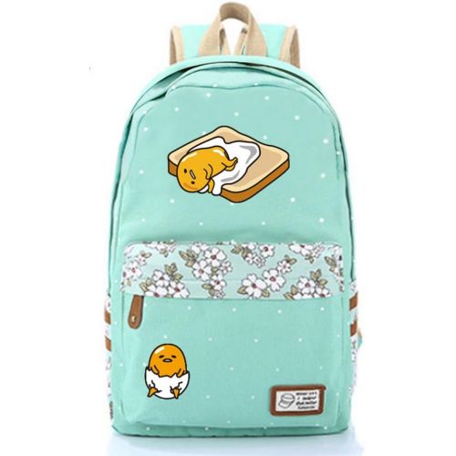 Gumstyle Gudetama Egg Calico Canvas Backpack Rucksack Schoolbag Shoulder Bag for Boys and Girls Green 4