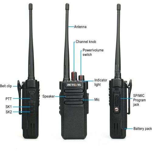  Retevis RT29 Waterproof Walkie Talkies UHF 10W 3200mAh Long Range Two Way Radio(Black, 1 Pack)