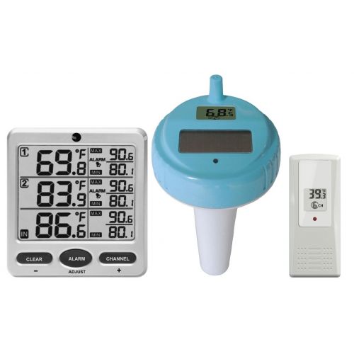  Ambient Weather WS-20 Wireless 8-Channel Floating Pool and Spa Thermometer with Outdoor Remote Thermometer