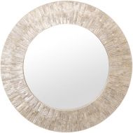 KOUBOO 1040142 Round Capiz Seashell Sunray Wall Mirror, Pearlescent White