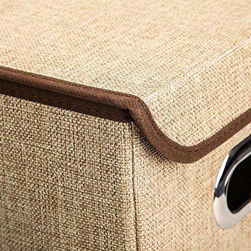  SpaceMaster Linen Fabric Foldable Storage Cubes Bin Box Containers Drawers with Lip, 9.85x9.85x9.85 Inch by Wisdom Forest (Khaki)