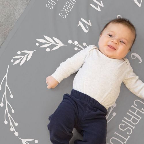  ChalkTalkSPORTS Personalized Baby & Infant Blanket | Month Milestones Blanket | Gray: Baby