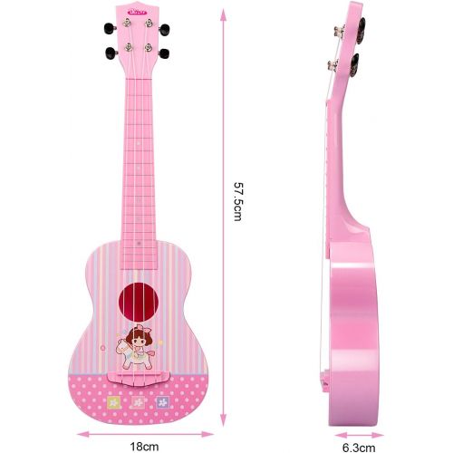  [아마존베스트]APerfectLife aPerfectLife Ukulele Guitar for Kids, 23 Inch Nylon-String Starter Classical Guitar for Beginner Children (Pink)