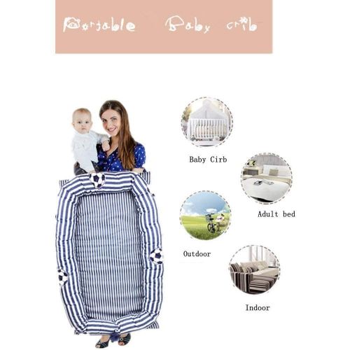  Abreeze Baby Bassinet for Bed -Grey Striped Baby Lounger - Breathable & Hypoallergenic Co-Sleeping Baby Bed - 100% Cotton Portable Crib for Bedroom/Travel
