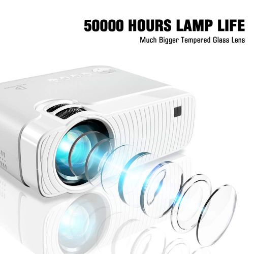  Mini Projector, DracoLight 3600 Lumens Portable Projector Ideal 180“ Display 50000 Hours Lamp Life LED Video Projector Support 1080P, Compatible with USB/HD/SD/AV/VGA for Home Thea