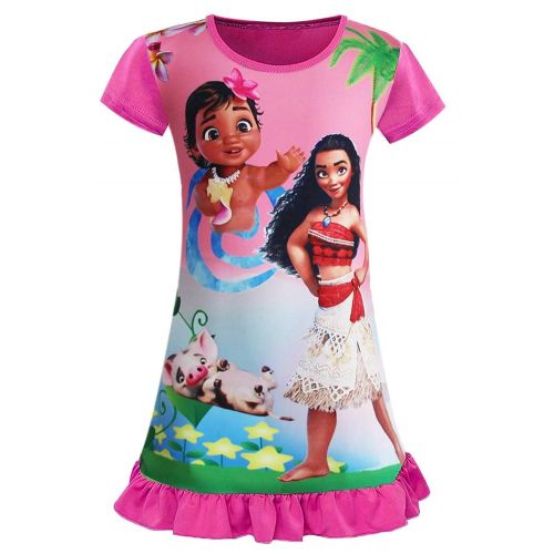  WNQY Moana Comfy Loose Fit Pajamas Girls Printed Princess Dress nightgown Cartoon Pjs