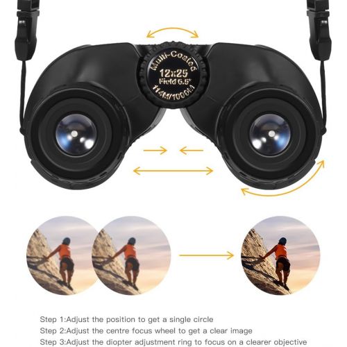  [아마존 핫딜] APEMAN Binoculars 12x25 - Compact Binoculars for Adults Kids - Easy Focus for Trips, Theater, Wildlife Whale Watching,Hiking, Camping,Sports Events, Concerts