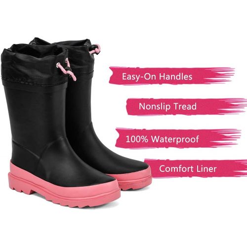  [아마존 핫딜] [아마존핫딜]ALEADER Kids Waterproof Rubber Rain Boots for Girls, Boys & Toddlers with Fun Prints & Handles