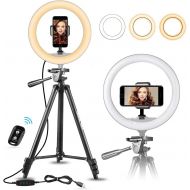 [아마존핫딜][아마존 핫딜] 10 Selfie Ring Light with 50 Extendable Tripod Stand & Flexible Phone Holder for Live Stream/Makeup, UBeesize Mini Desktop Led Camera Ringlight for YouTube Video, Compatible with i
