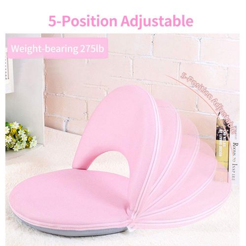  Walmeck-1 Walmeck Floor Chair Multiangle Adjustable Backrest Cushioned Recliner Back Support Seat for Breastfeeding Gaming Reading Meditation Small Size Pink