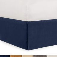 Shop Bedding Tailored Velvet Bed Skirt with Split Corner 18 inch Drop-King, Navy Modern Dust Ruffle, High-End
