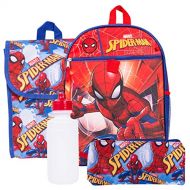 Marvel Spiderman Backpack and Lunch Box Set ~ 5-Pc Spider-Man School Supplies Set with Backpack, Lunch Bag, and More