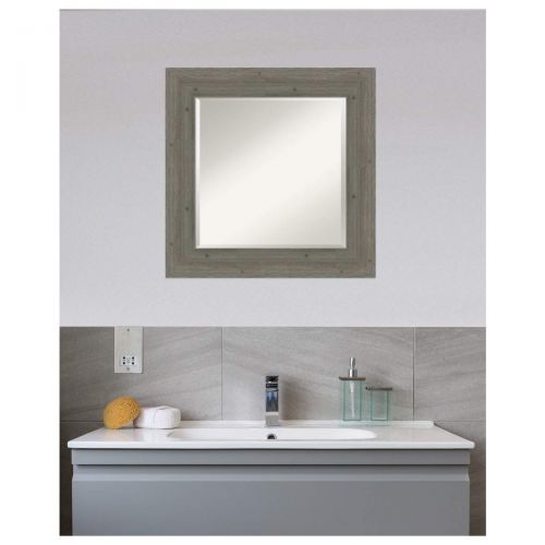  Amanti Art Framed Bathroom Vanity Mirror 20 x 20 Glass Size Fencepost Grey