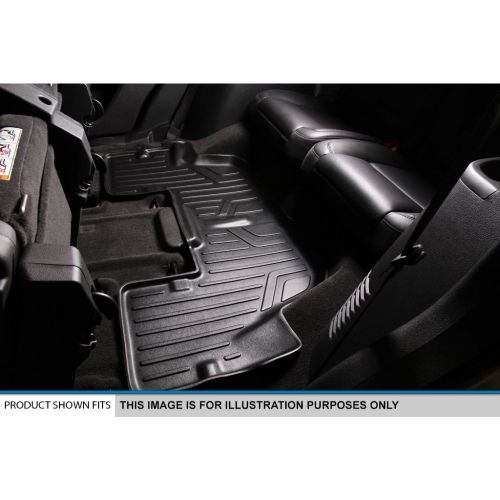  Genuine MAXLINER Custom Fit Floor Mats 3 Row Liner Set Black for 2008-2011 Toyota Sequoia with Bench Seats