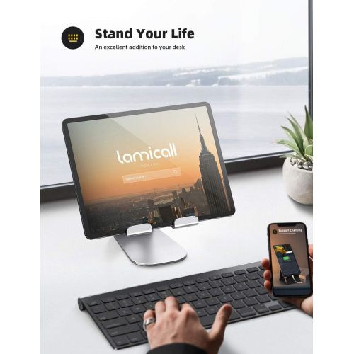  Visit the Lamicall Store Tablet Stand Adjustable, Lamicall Tablet Stand : Desktop Stand Holder Dock Compatible with Tablet Such as iPad Pro 9.7, 10.5,12.9 Air Mini 4 3 2, Kindle, Nexus, Tab, E-Reader (4-13
