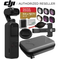 DJI Osmo Pocket Gimbal with Essential Accessory Bundle  Includes: SanDisk Extreme 64GB microSDXC Memory Card + Filter Set + Carrying Case + Phone Holder Bracket + Supporting Base