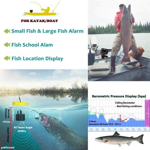  Lucky LUCKY Fish Finder for Kayak, Depth Finder Range in 328FT by Wired Transducer Built-in Various Fishing Modes Options for Sea Fishing, Ice Fishing and Shore Fishing