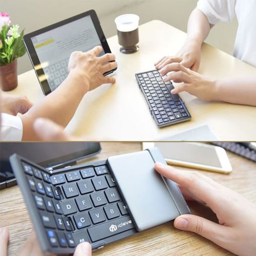  IClever iClever Bluetooth Keyboard, Foldable Wireless Keyboard with Portable Pocket Size, Aluminum Alloy Housing, Carrying Pouch, for iPad, iPhone, and More Tablets, Laptops and Smartphone