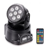 U`King Moving Head Stage Effect Light UKing 7x10W 4 color RGBW LED 5 control mode DJ KTV disco banquet hall (Black with Remote)