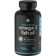 [아마존핫딜][아마존 핫딜] Sports Research Omega-3 Wild Alaskan Fish Oil (1250mg per Capsule) with Triglyceride EPA & DHA | Heart, Brain & Joint Support | IFOS 5 Star Certified, Non-GMO & Gluten Free (180 Softgels)