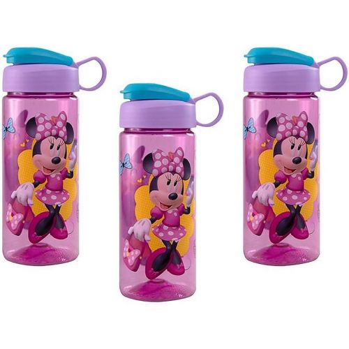 디즈니 Disney [3-Pack Minnie Mouse 16.5oz Kids Sullivan Sports Water Bottle, BPA-Free